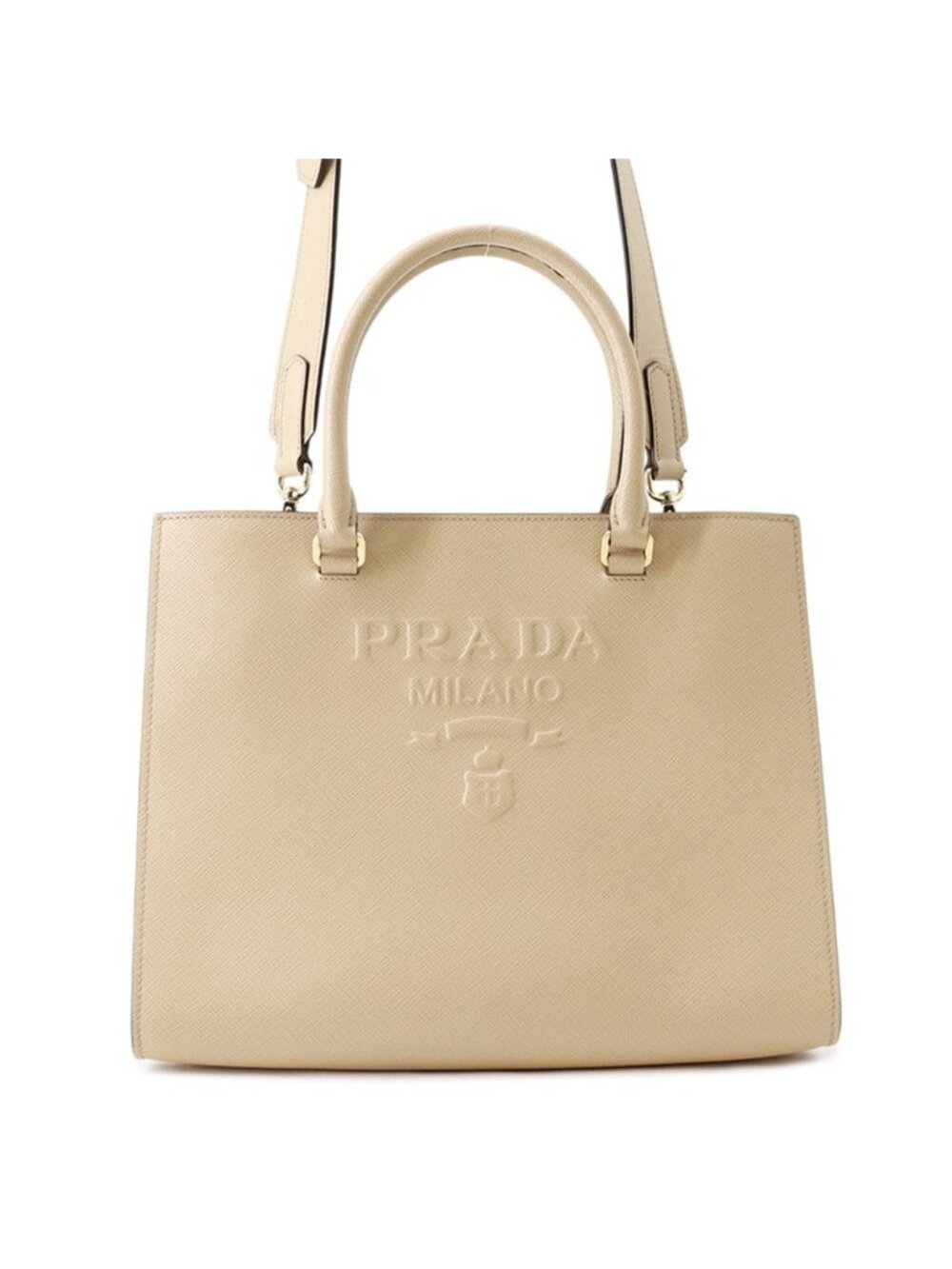 Prada Logo Leather 2-Way Shoulder Bag
